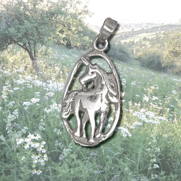 Vintage Framed 925 Sterling Silver Unicorn Charm - Picture 4 of 4